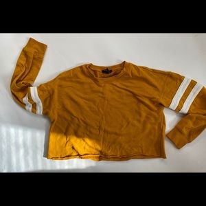 Mustard yellow cropped varsity sweater